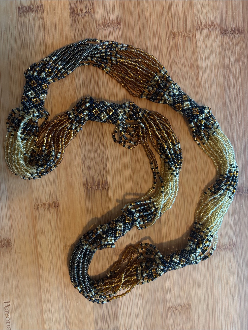 Vintage Beaded Multi-Strand Necklace - Gold and Black